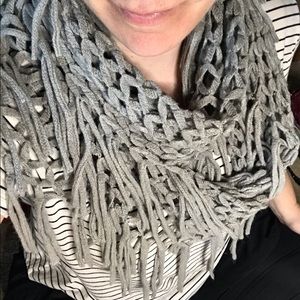 Grey fringe infinity scarf